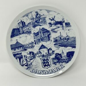 Danmark Wall Plate Delft Blue 7 3/4” Danish Denmark BYGDO Vtg